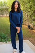 Women Fall Pajama Set Dark Blue sweatshirt + pants